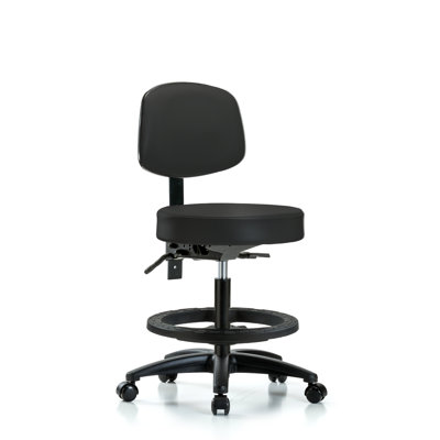 Zane Backed Adjustable Height Ergonomic Lab Stool with Footring Pedestal Base