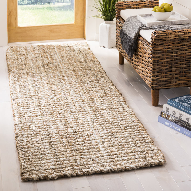 Natural Fiber Hand Loomed Jute Solid Color Rug, Runner 2'6" x 12'