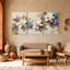 Plantes et fleurs, magnolia et hortensia, ensemble de 3 impressions sur toile-805600357
