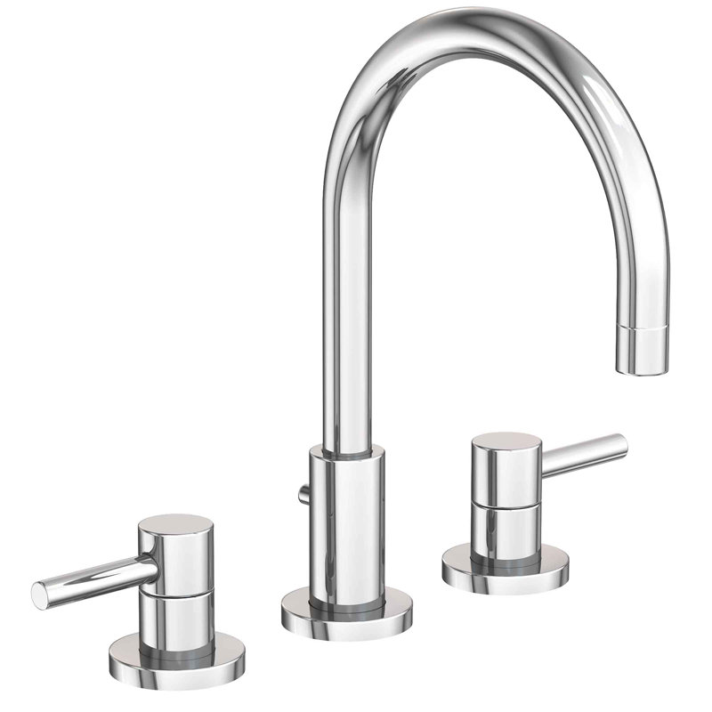 East Linear Widespread Bathroom Faucet with Drain Assembly, Polished Chrome