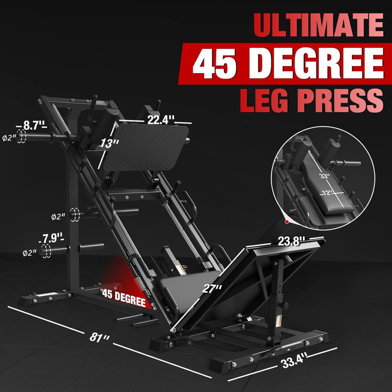 45 ° Leg Press & Hack Squat Combo avec roulement linéaire - Machine robuste pour le bas du corps