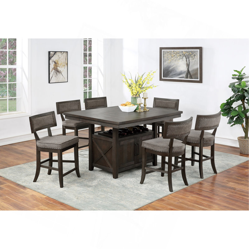 Table de salle à manger à hauteur de comptoir avec table espresso rustique en forme de papillon et base de rangement 1pc