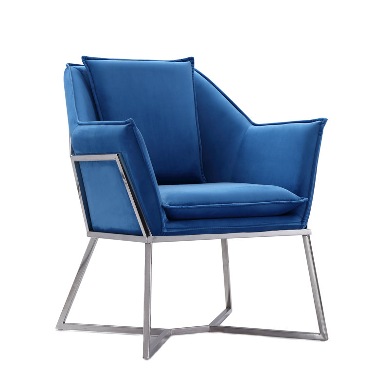 Fauteuil en velours de 28 po Aubie, Bleu
