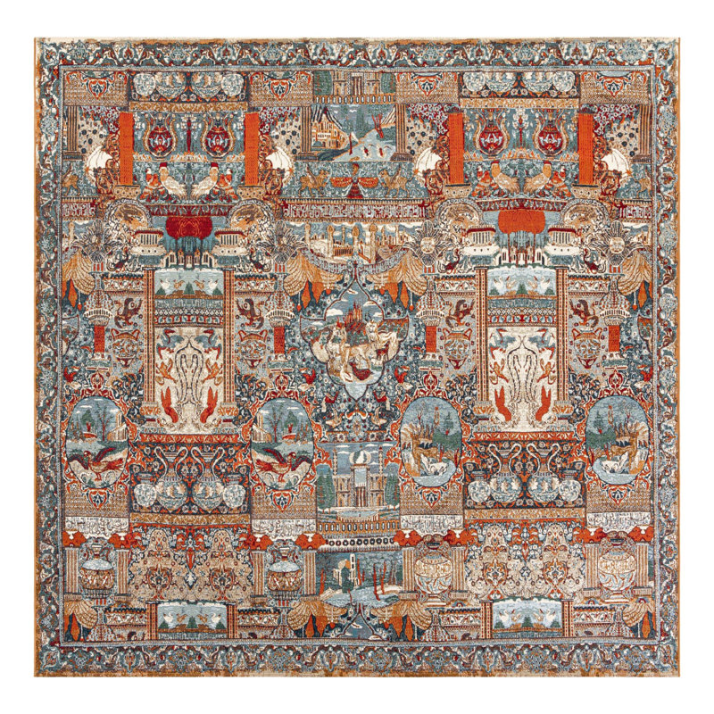 Indoor/Outdoor Traditional Area Rug, Square 10'