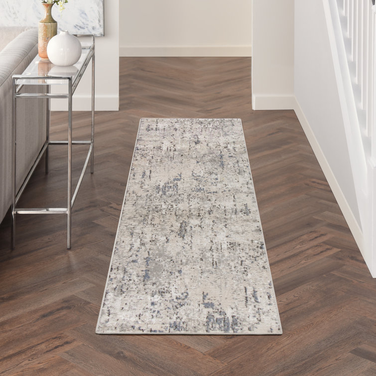 Fenster Abstract Modern Machine Woven Area Rug in Ivory/Blue/Gray