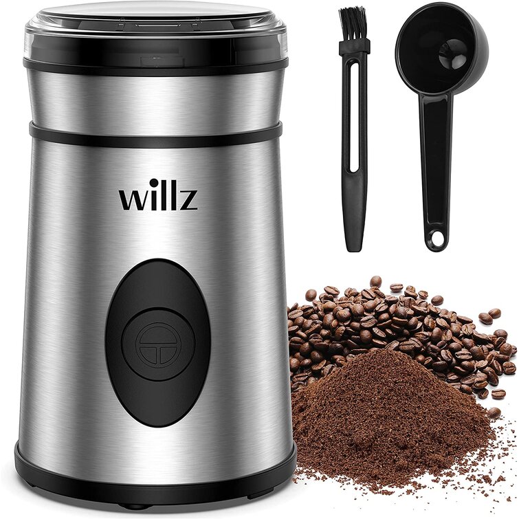 Kaffe Coffee Grinder Electric. Best Coffee Grinders for Home Use. (14 Cup)  Easy On/Off w/Cleaning Brush Included. Stainless Steel