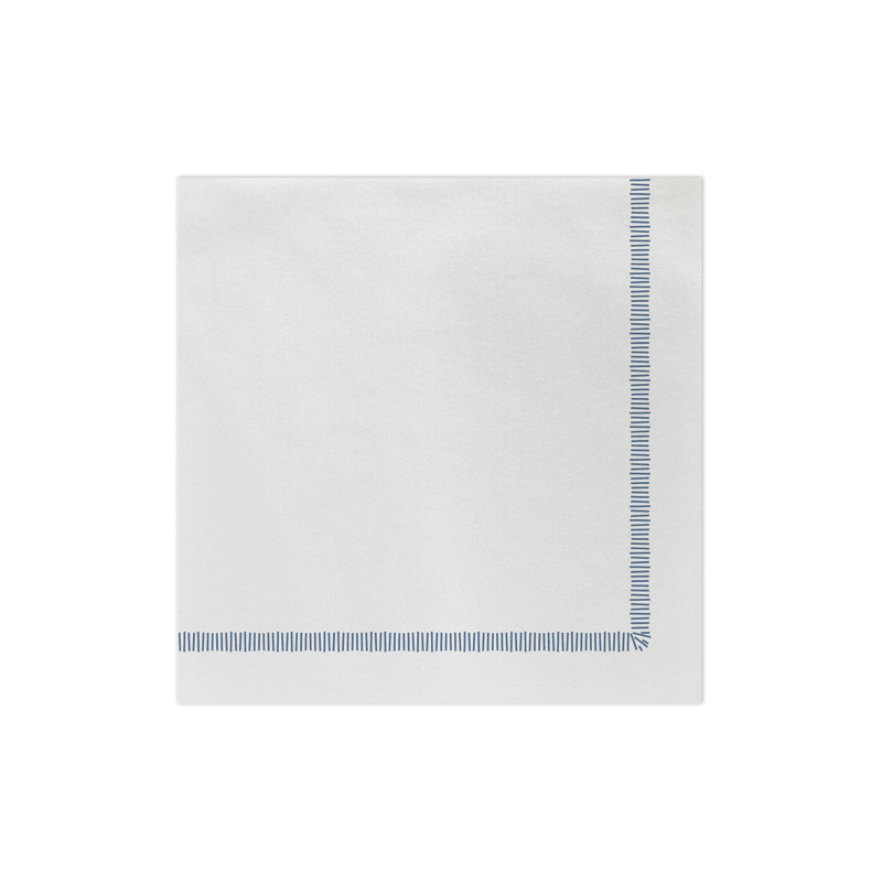 Papersoft Napkins Fringe Dinner Napkins, White/Blue