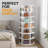 Wood Rotating Shoe Rack Tower 7 Tier Organizer, Vertical Spinning Shoe Display Lazy Susan, Revolving 360 White Shoe Rack Storage