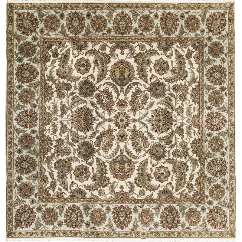 Tapis ivoire et bleu clair noué à la main de haute qualité