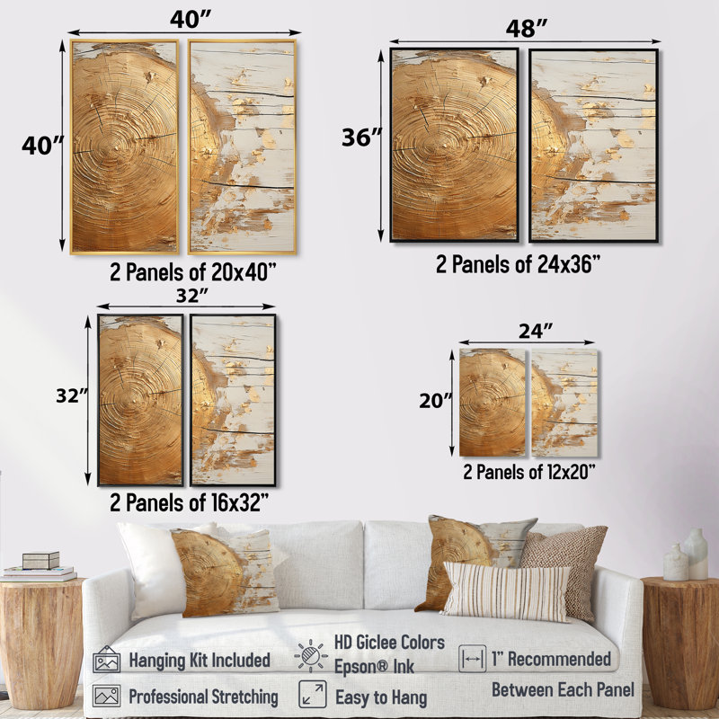 «Abstract Gold Graceful Woodland», art mural abstrait, 36" H x 48" W, Impression encadrée flottante, Black
