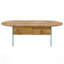 Table basse ovale à double tiroir avec motif multi-fonctions en MDF et côtés en verre trempé transparent