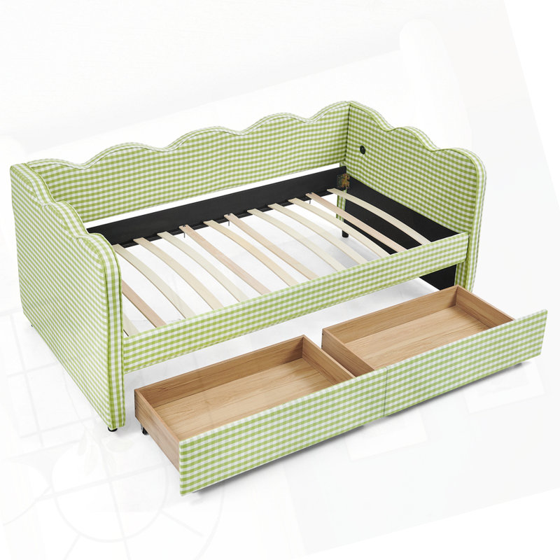 Multifunctional Sofa Bed Daybed with Two Storage Drawers, Twin, Green