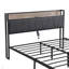 Structure de lit plateforme en métal avec tête de lit avec fonction de rangement rembourrée et doublure USB et pied de lit avec tiroirs-2025929994