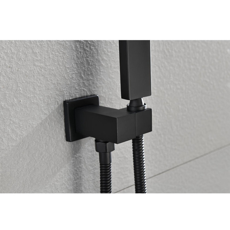 12" Rain Shower Head System - Wall Mounted Rainfall Shower Fixture, High-Pressure Water Flow for Bathroom, Matte Black