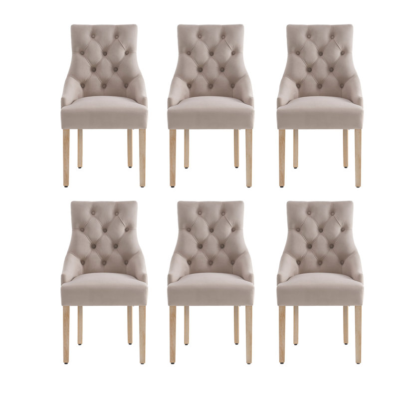 Button-tufted Wing Back Upholstered Dining Chair Side Chair (set Of 6), Polyester Blend Green, 6
