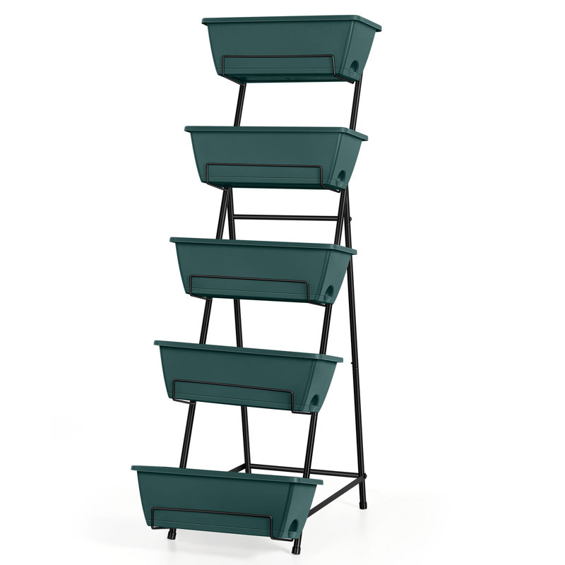 Jardinière verticale surélevée à 5 niveaux, Vert