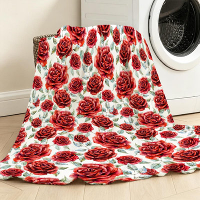 Jeté en molleton transparent ultra doux, imprimé aquarelle floral