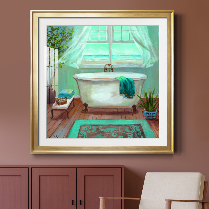 Douce brise I - peinture encadrée, H 34,5 po x l 34,5 po x P 1,5 po, Papier encadré doré
