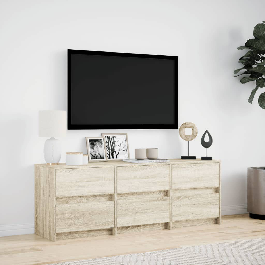 VIDAXL TV Cabinet with LED Lights, White Engineered Wood Media Unit 180x34x50 cm - Image 3