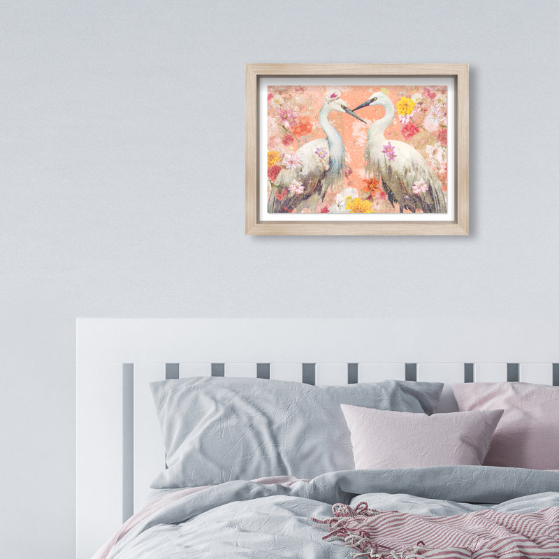 Contemporary Chinoiserie Aviary Canvas Animals Print by Oliver Gal, 11.5"H x 16.5"W, Natural Oak Frame