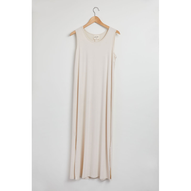 Robe drapée sans manches pour femme, L, Nuage et ivoire