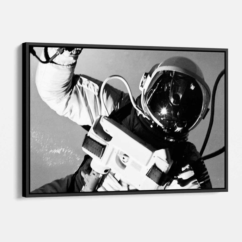 " Grey Astronaut ", 12" H x 16" W, Black Framed