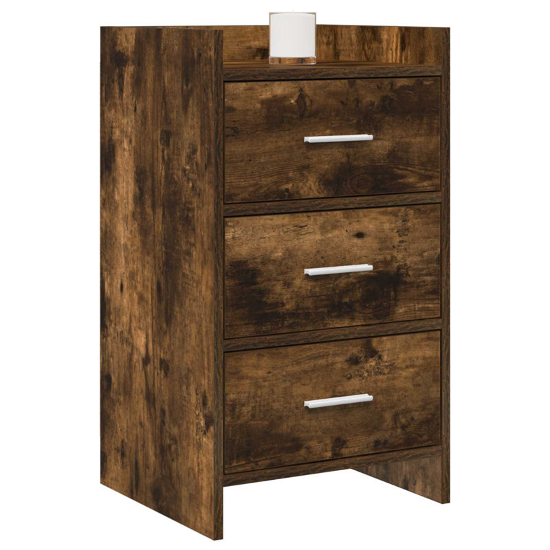 40 cm W Bedside Table, Smoked Oak