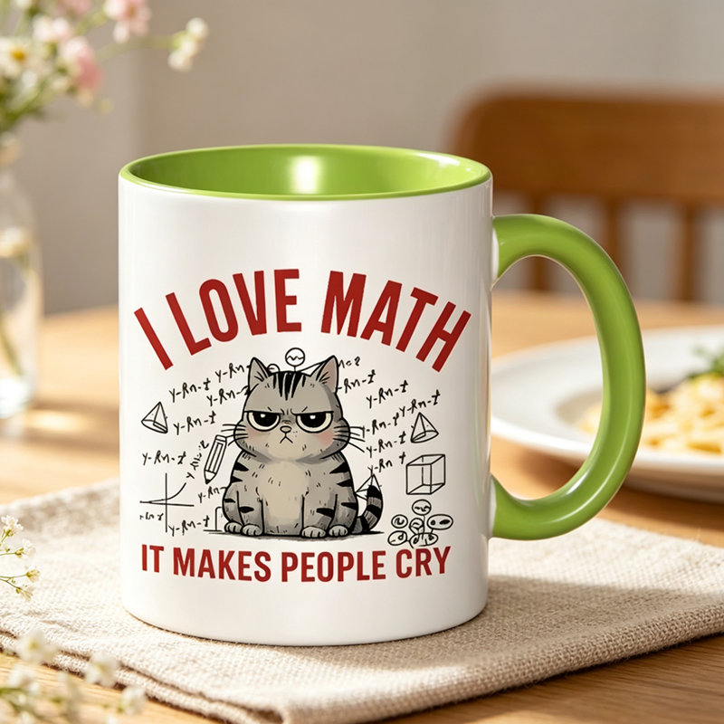 1pc I love mathematics. Logo Ceramic Coffee Mug Coffee Cup Tea Mug Holiday Gift Leisure Time suitable for holding Tea Milk.