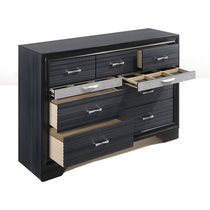 Commode 9 tiroirs Jubi, Noir
