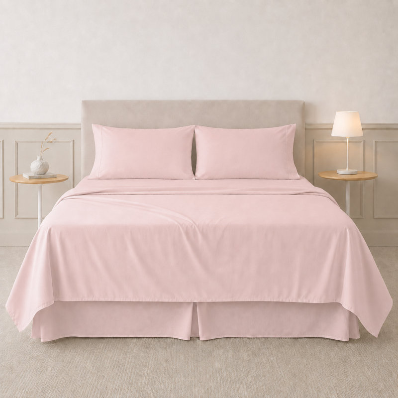 Ensemble de draps en microfibre 4 pièces Modern, Ensemble de draps pour grand lit avec 2 taies d'or, 30-Roses on Blush