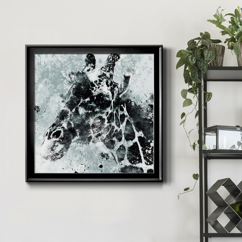 Girafe - cadre photo, impression sur toile, H 17,5 po x l 17,5 po x P 1,5 po, Noir