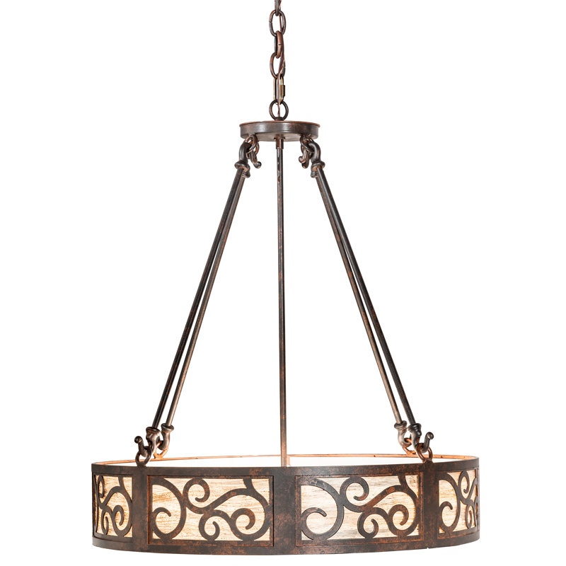 Cajun Spice Brown Drum Pendant with Beige Glass