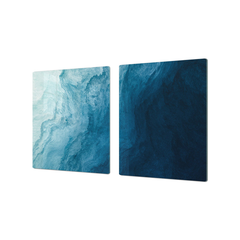 Stove Top Cover - Deep Blue Sea | Gas & Induction Cooktop Cover | Noodle Board, Double - 15.75" x 20.5"
