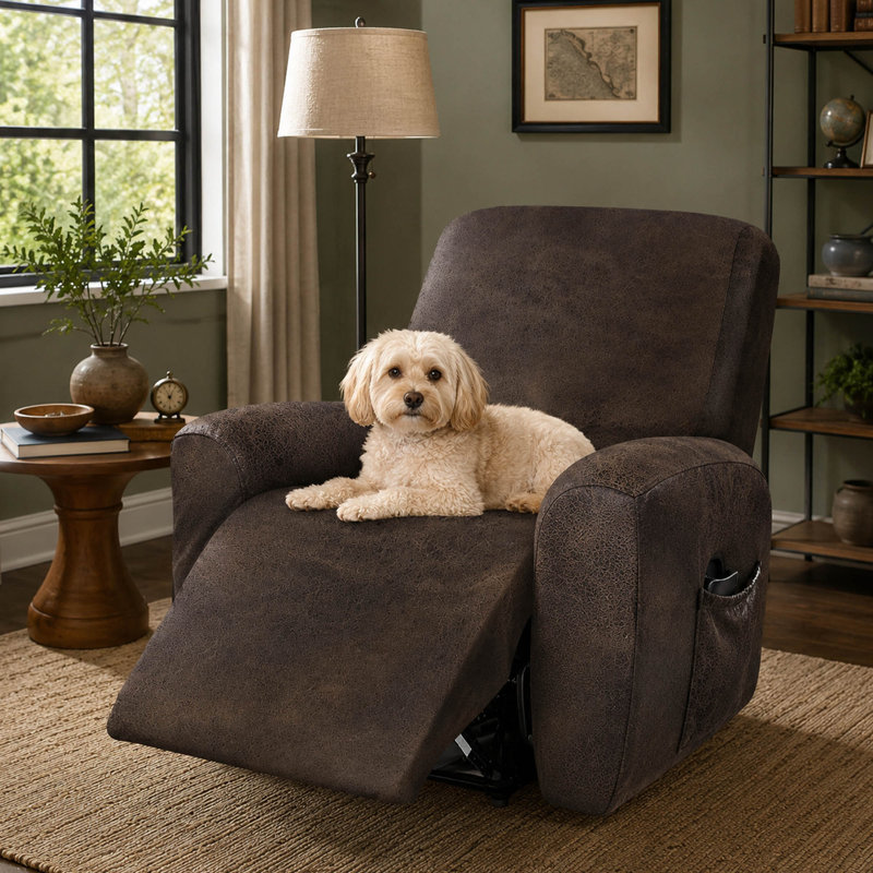 Ensemble de housse pour fauteuil inclinable extensible en cuir 4 pièces