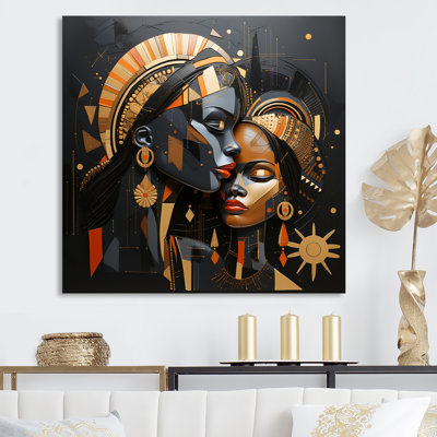 Cubisme noir et doré, mère africaine I - art mural afro-américain
