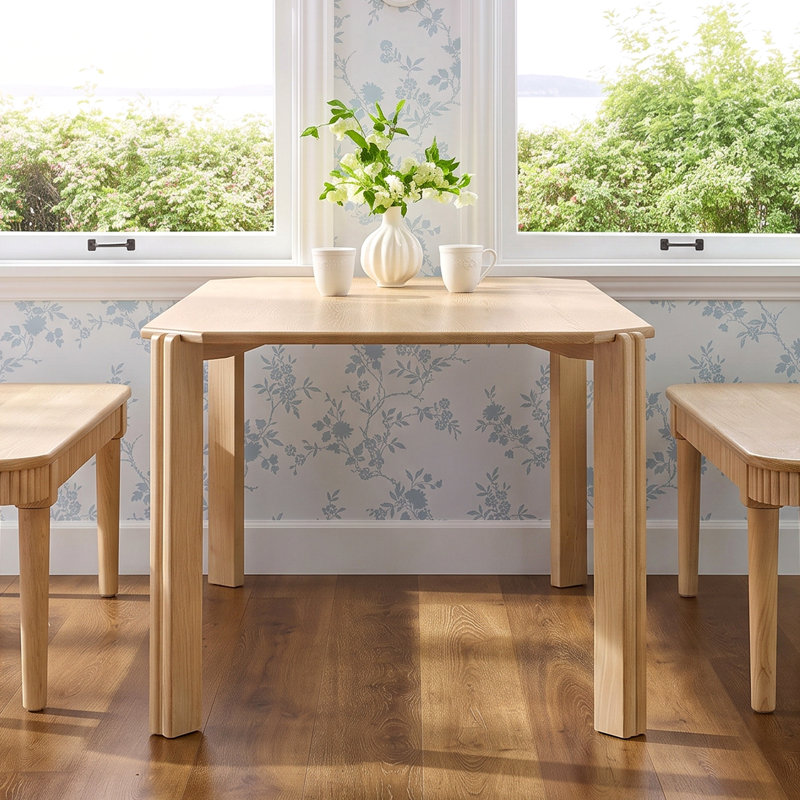 Table de salle à manger Zellan de 180 cm de long, de style moderne du milieu du siècle, en bois avec pieds articulés cannelés, idéale pour la salle à manger et le bureau.
