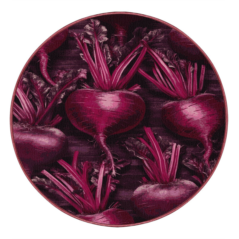 Washable Beetroot Vegetables Area Rug, Round 5'