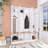 Farmhouse Hall Tree  59" Width X 75" With 4 Hidden Hanging Hooks And Seating Bench-1089779171