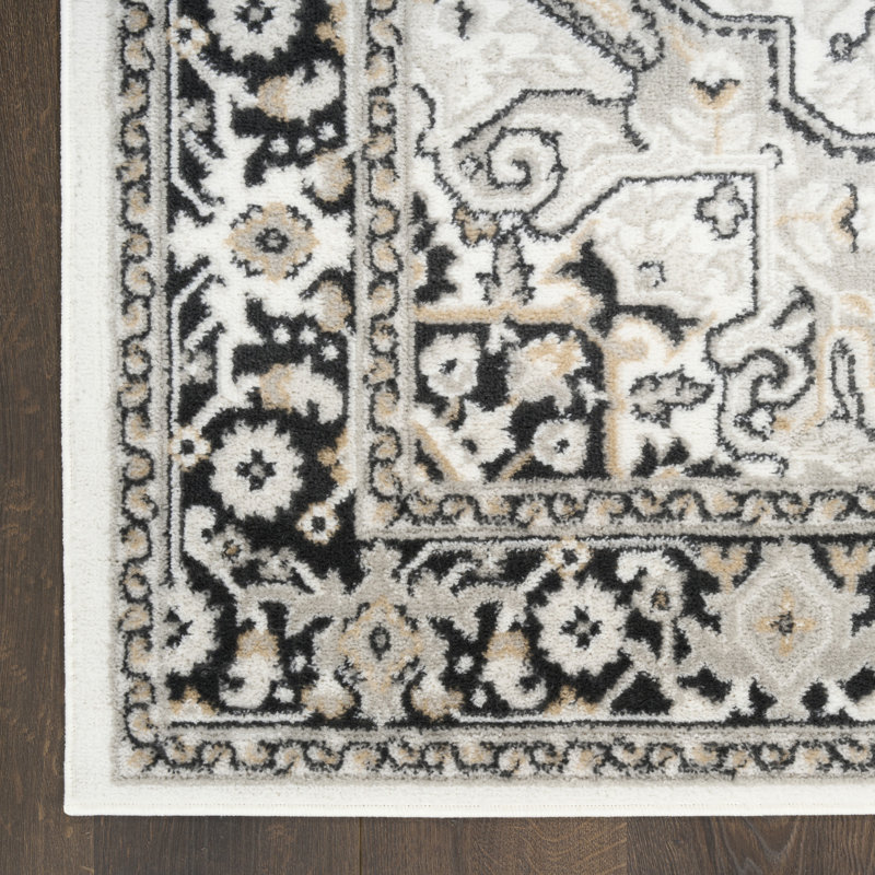Lafever 4' x 6' Ivory Charcoal Vintage Indoor Rug, Rectangle 4' x 6'
