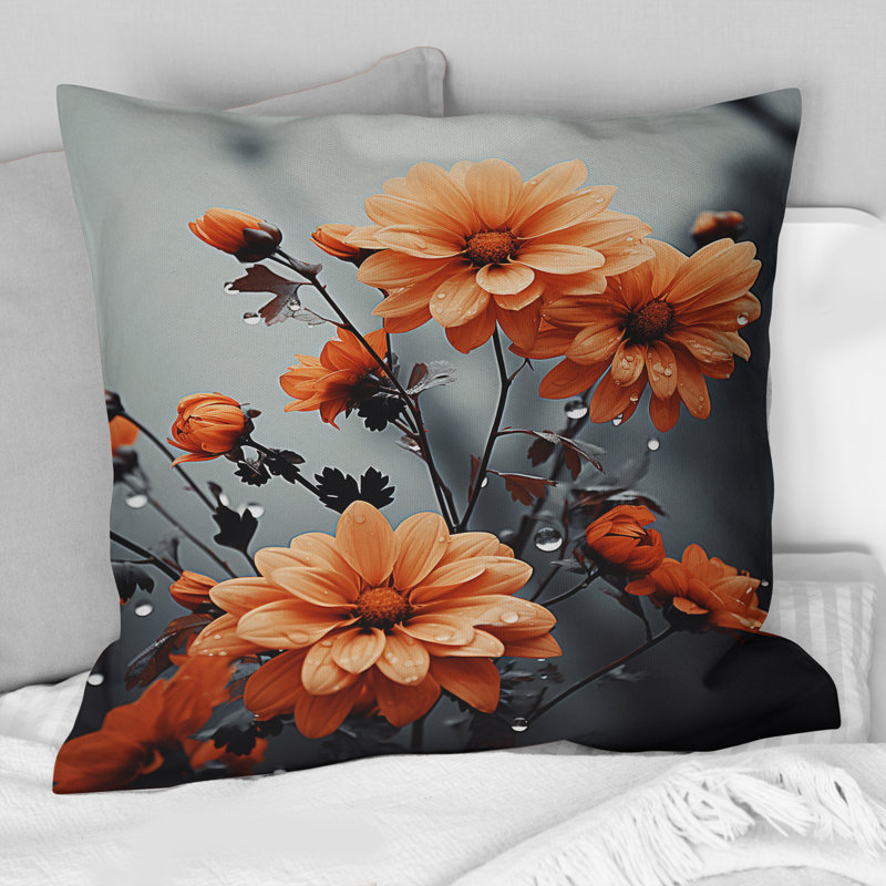 Peach Flowers Autumn Tapestry I - Flowers Printed Throw Pillow