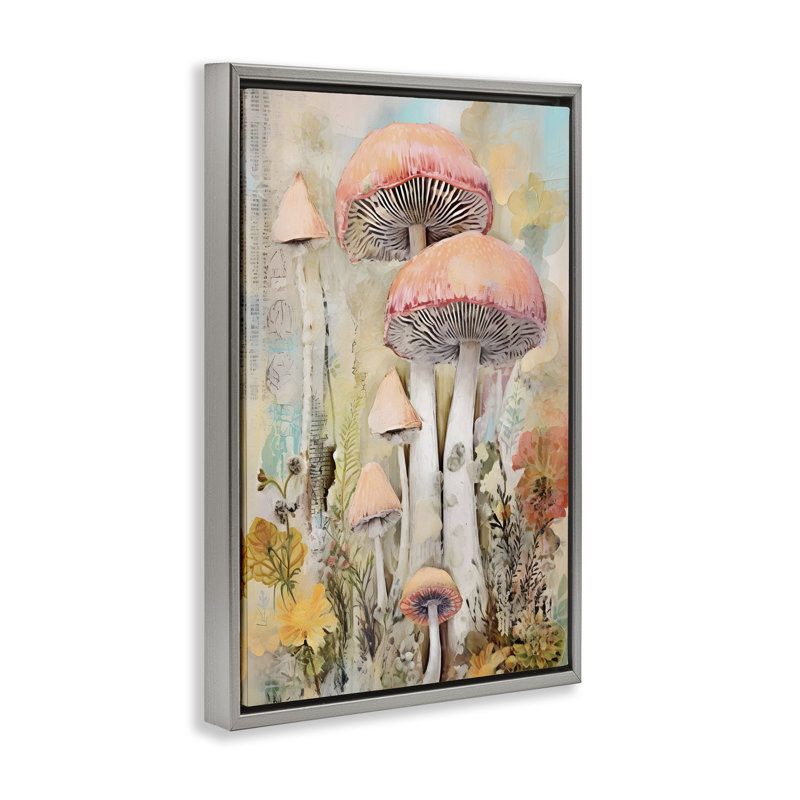  Toile flottante encadrée champignon doux par LSR Design Studio, H 31 po x l 21 po, Cadre flottant gris lustré