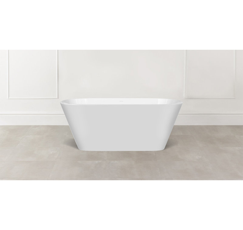 Vetralla Painted 58-3/4" x 29-1/8" Freestanding Soaking Bathtub in Volcanic Limestone™ with Overflow Hole, Azure Blue