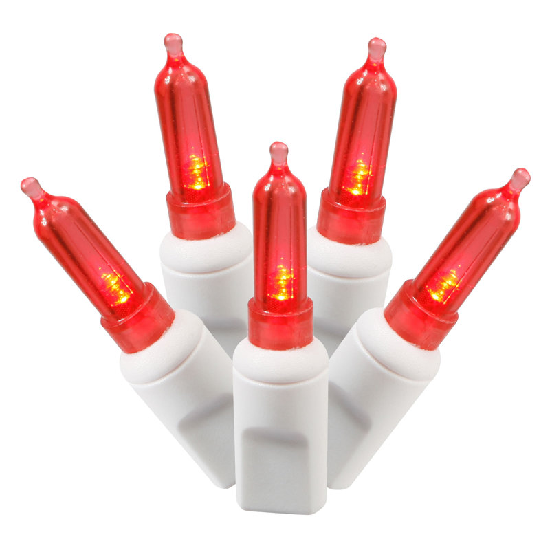 Single Mold Italian LED Christmas Light Set White Wire, Red