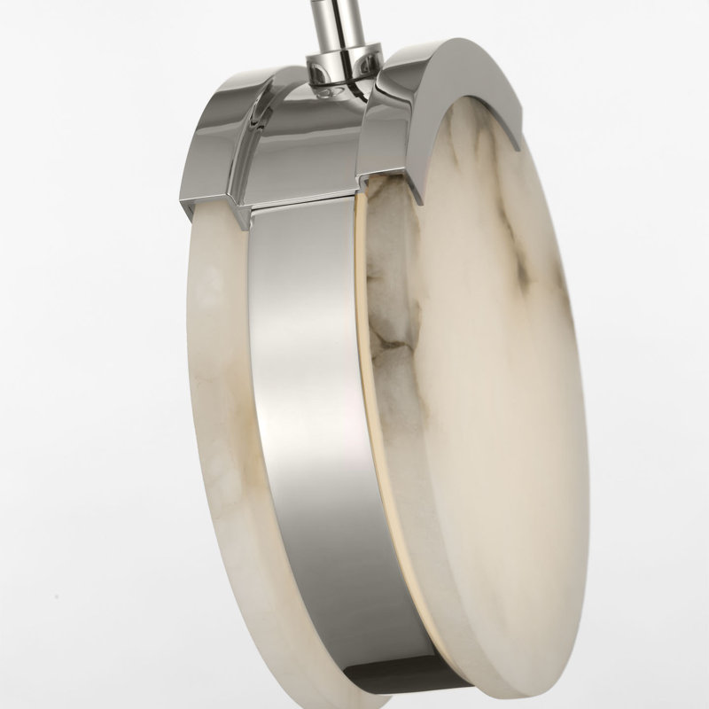 Kelly Wearstler Melange 7" Pendant in Antique-Burnished Brass with Alabaster, Polished Nickel