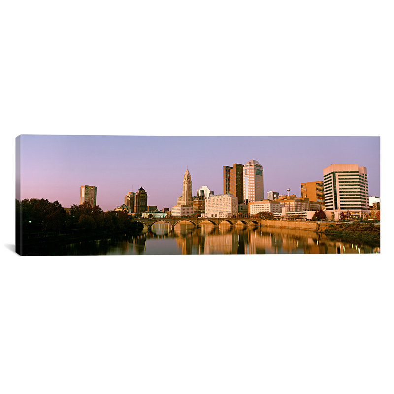 « scioto river columbus oh », reproduction de photo sur toile tendue, H 24 po x l 72 po x P 1,5 po, Toile tendue