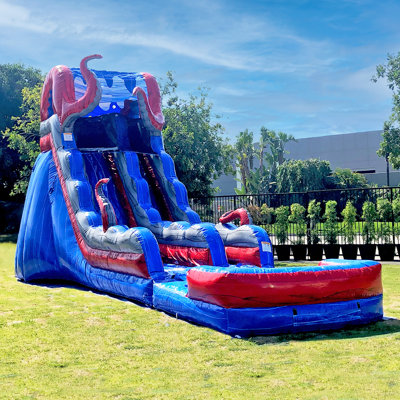 Glissade d'eau de qualité commerciale avec piscine JumpOrange 19 pi