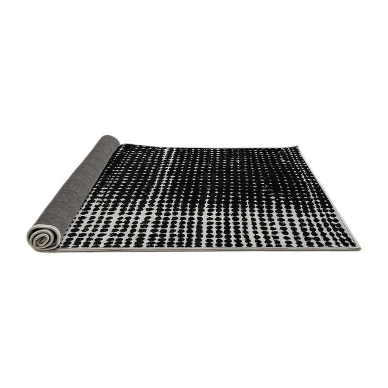 Tapis en laine / polyester tissé à la machine en gris / blanc / noir, Carré 3 pi