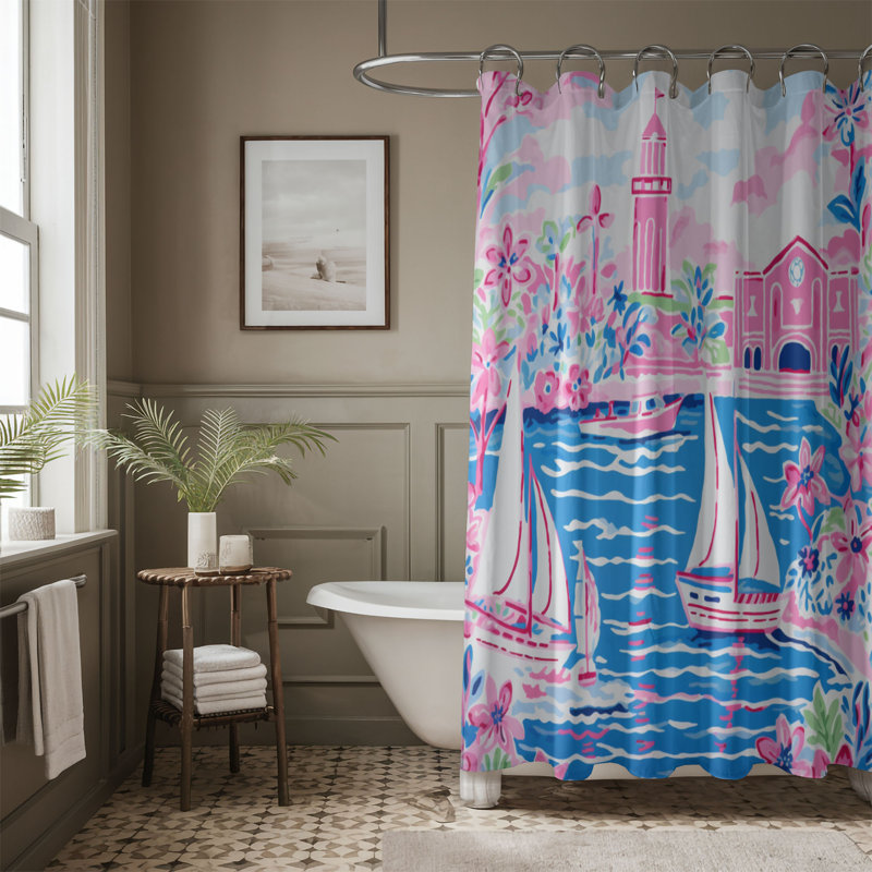 Rideau de douche standard maritime 1 pièce, H 74 po x l 35 po