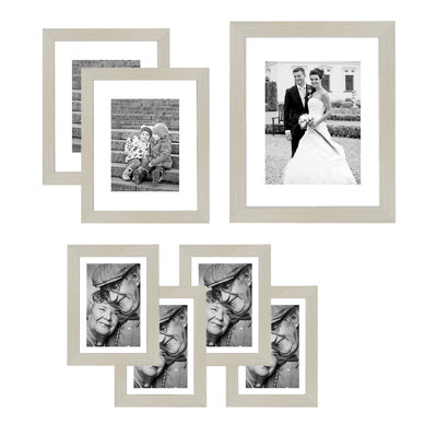 Picture Frame Set, 7 Pieces with One 11 x 14, Two 8 x 10, and Four 5 x 7 - Gallery Wall Frames