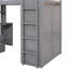 Lit mezzanine simple avec tiroirs, bureau et garde-robe gris